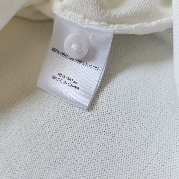 NWT Paire Cardigan Ivory Button Down Ribbed Stretchy Long Sleeve Round Neck Sz L - Picture 5 of 8